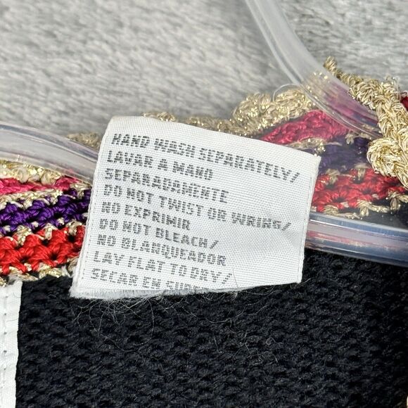 Shannan Sweater Womens Medium Black Multi Cardigan Embroidered Beaded Vintage - Picture 8 of 9